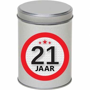 Kinder cadeau/kado zilver rond blik jaar spaarpot