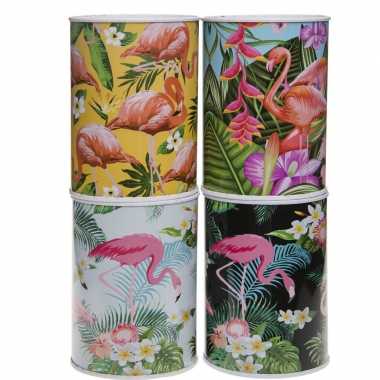 Kinder metalen zwarte spaarpot flamingos .