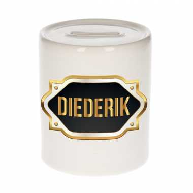 Kinder naam cadeau spaarpot diederik gouden embleem