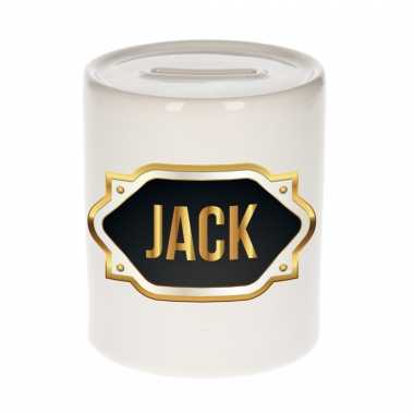 Kinder naam cadeau spaarpot jack gouden embleem
