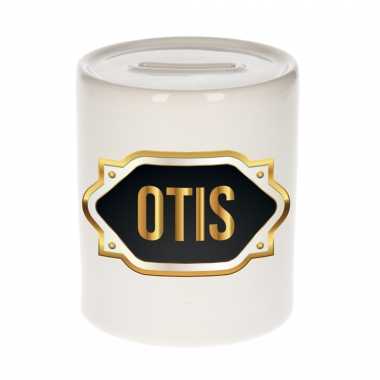 Kinder naam cadeau spaarpot otis gouden embleem