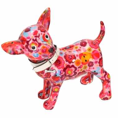 Kinder spaarpot chihuahua hond roze olifant bloemen