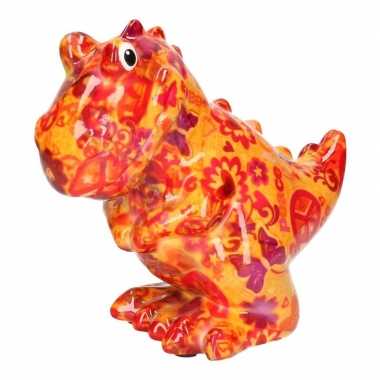 Kinder spaarpot dinosaurus oranje peace teken