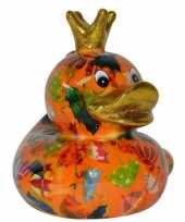 Kinder badeend spaarpot oranje parapluprint
