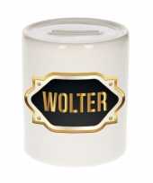 Kinder naam cadeau spaarpot wolter gouden embleem