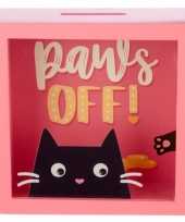 Kinder roze raam spaarpot zwarte kat poes
