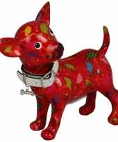 Kinder spaarpot chihuahua hond rood flamingos